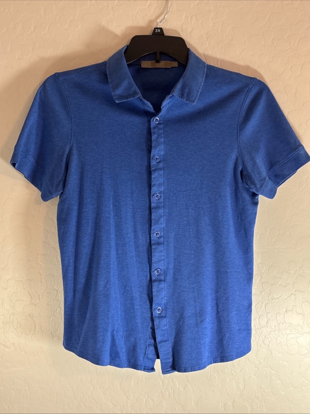 Raffi Dark Blue Cotton Short Sleeve Button Down Size Small Linea Uomo